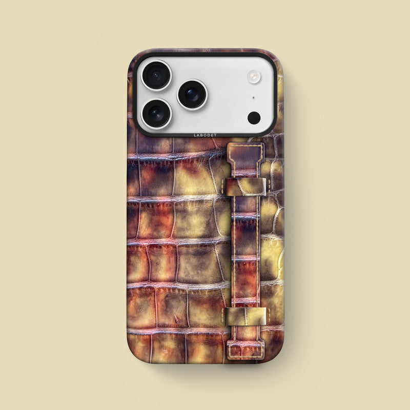 iPhone 17 Pro Max Handle Case 1/1 Sand Wave Alligator with Black Metal -1 | Sand-Wave-Black