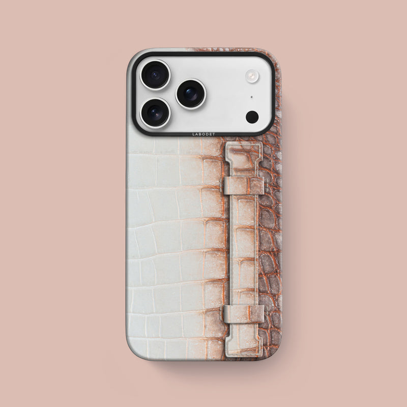 iPhone 17 Pro Max Strap Case 1/1 African Himalayan Crocodile with Black Metal -1 | African-Black