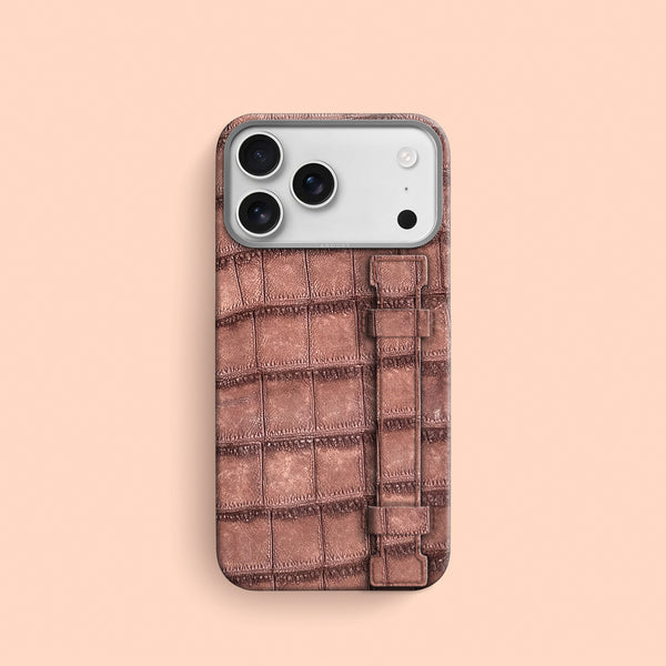 Handle Case 1/1 Nubuck-Cacao For iPhone 17 Pro In Alligator