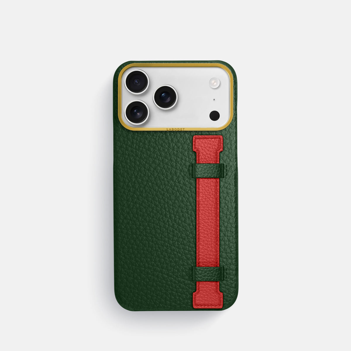 Handle Case Coloré For iPhone 18 Pro In Calf -1 | Dark-Green-Gold