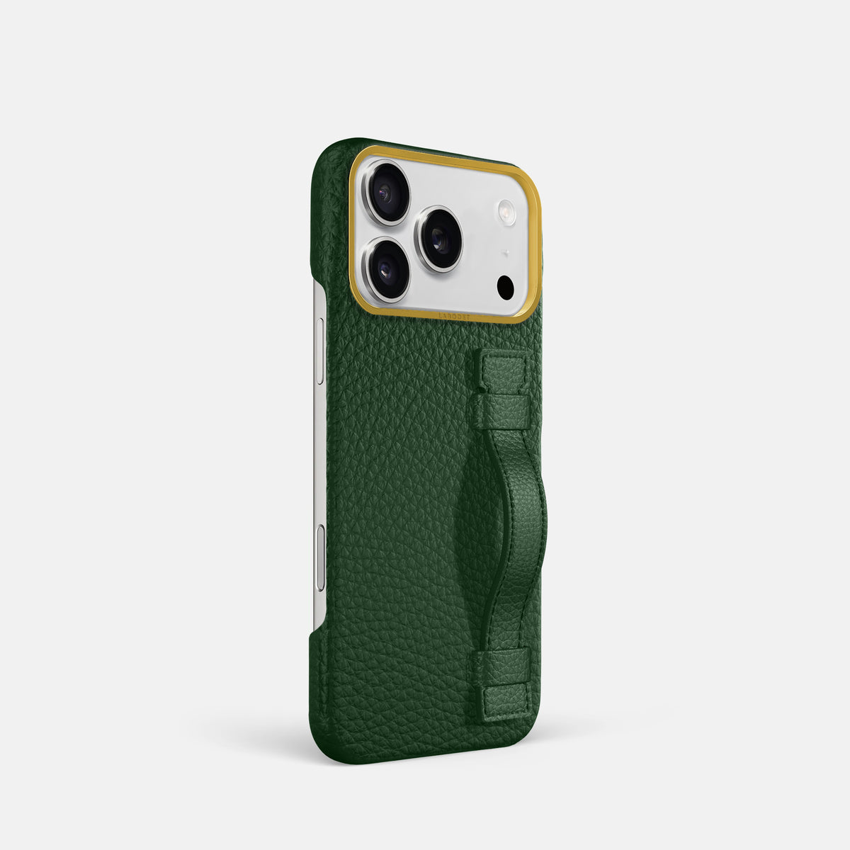 Handle Case For iPhone 17 Pro In Calf -2 | Dark-Green-Gold