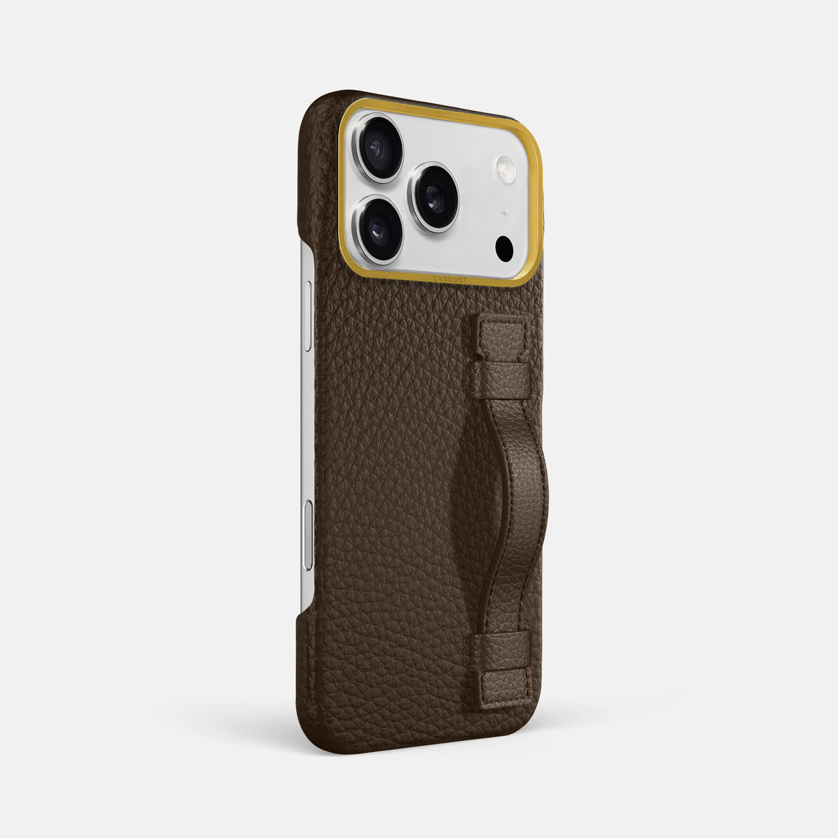 Handle Case For iPhone 17 Pro Max In Calf -2 | Dark-Brown-Gold