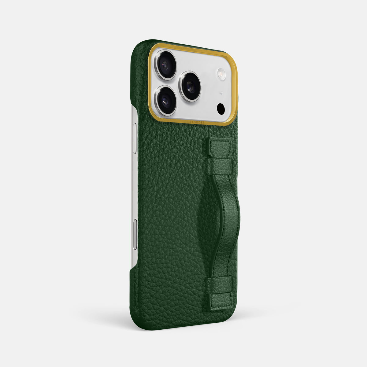 Handle Case For iPhone 17 Pro Max In Calf -2 | Dark-Green-Gold