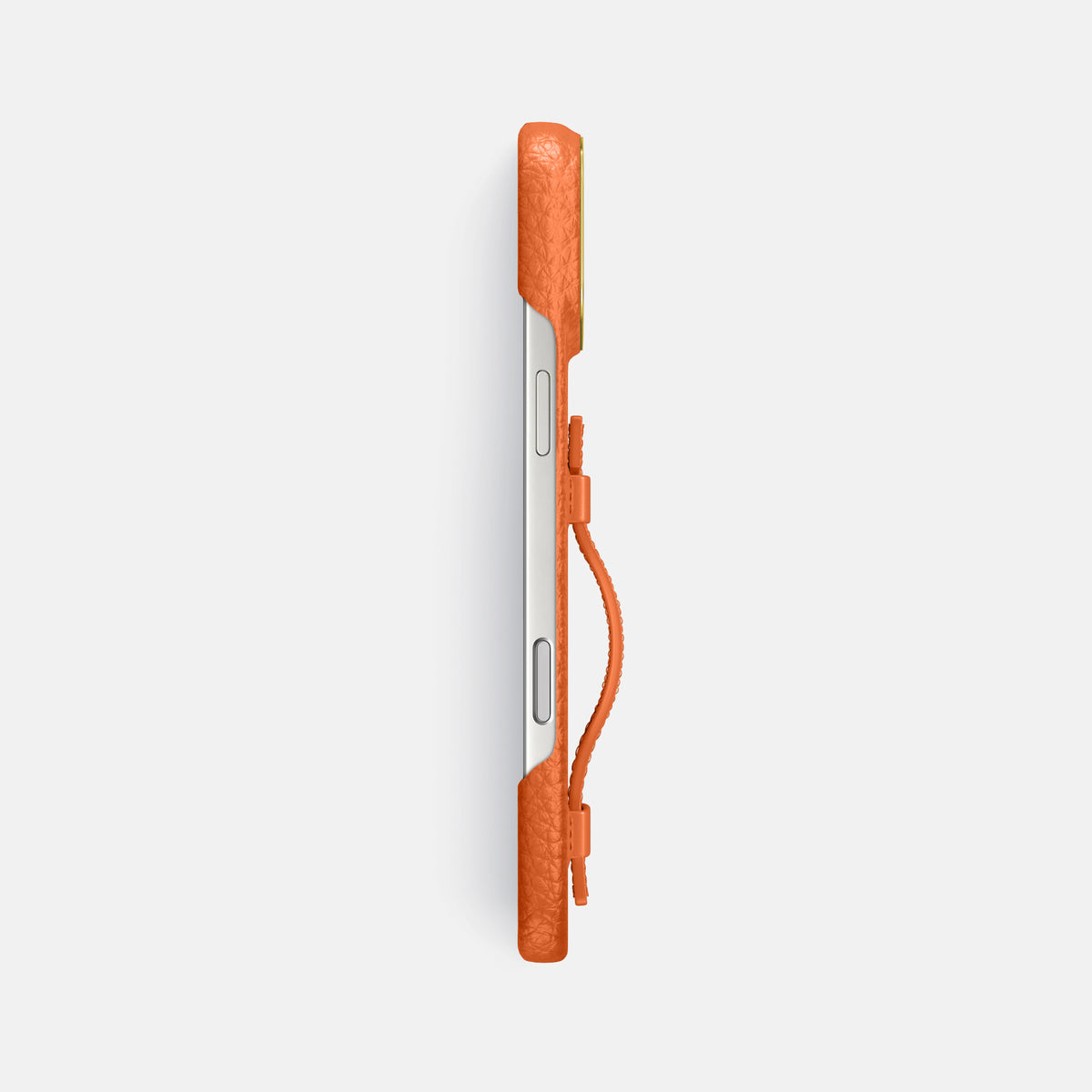 Handle Case For iPhone 17 Pro Max In Calf -3 | Orange-Gold