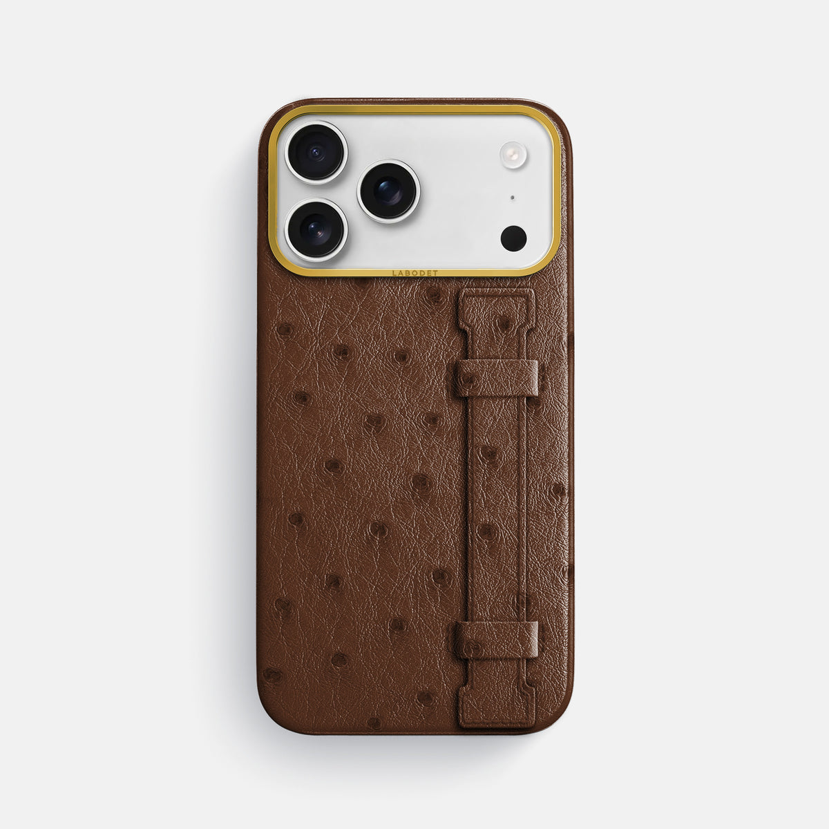 Handle Case For iPhone 17 Pro Max In Ostrich -1 | Chocolate-Gold