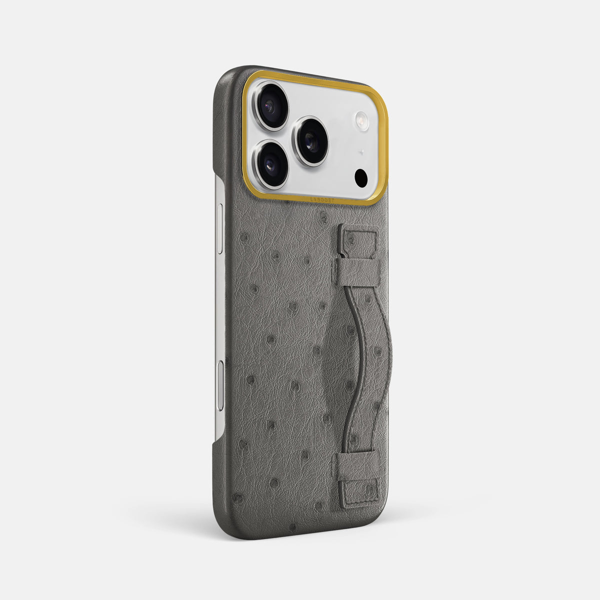 Handle Case For iPhone 17 Pro Max In Ostrich -2 | Grey-Gold