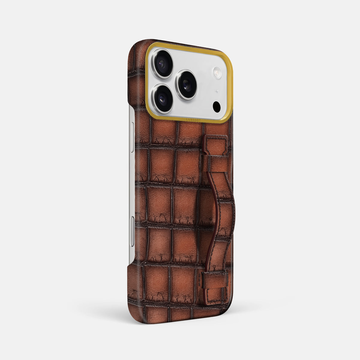 Handle Case For iPhone 17 Pro Max In Patina Alligator -2 | Baobab-Gold