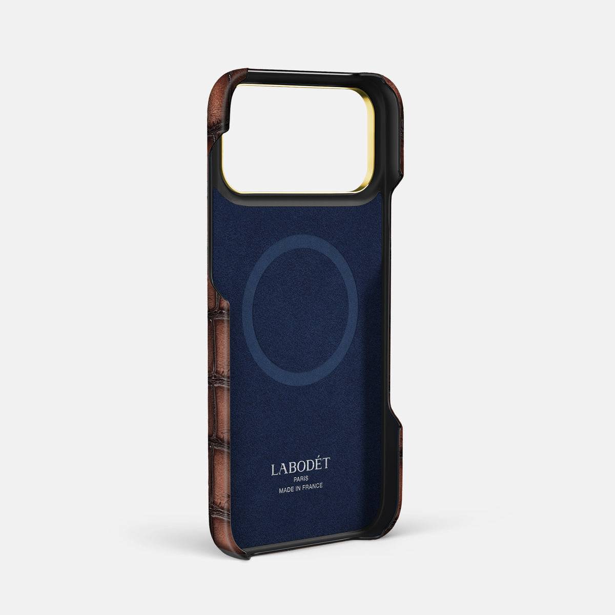 Handle Case For iPhone 17 Pro Max In Patina Alligator -4 | Baobab-Gold