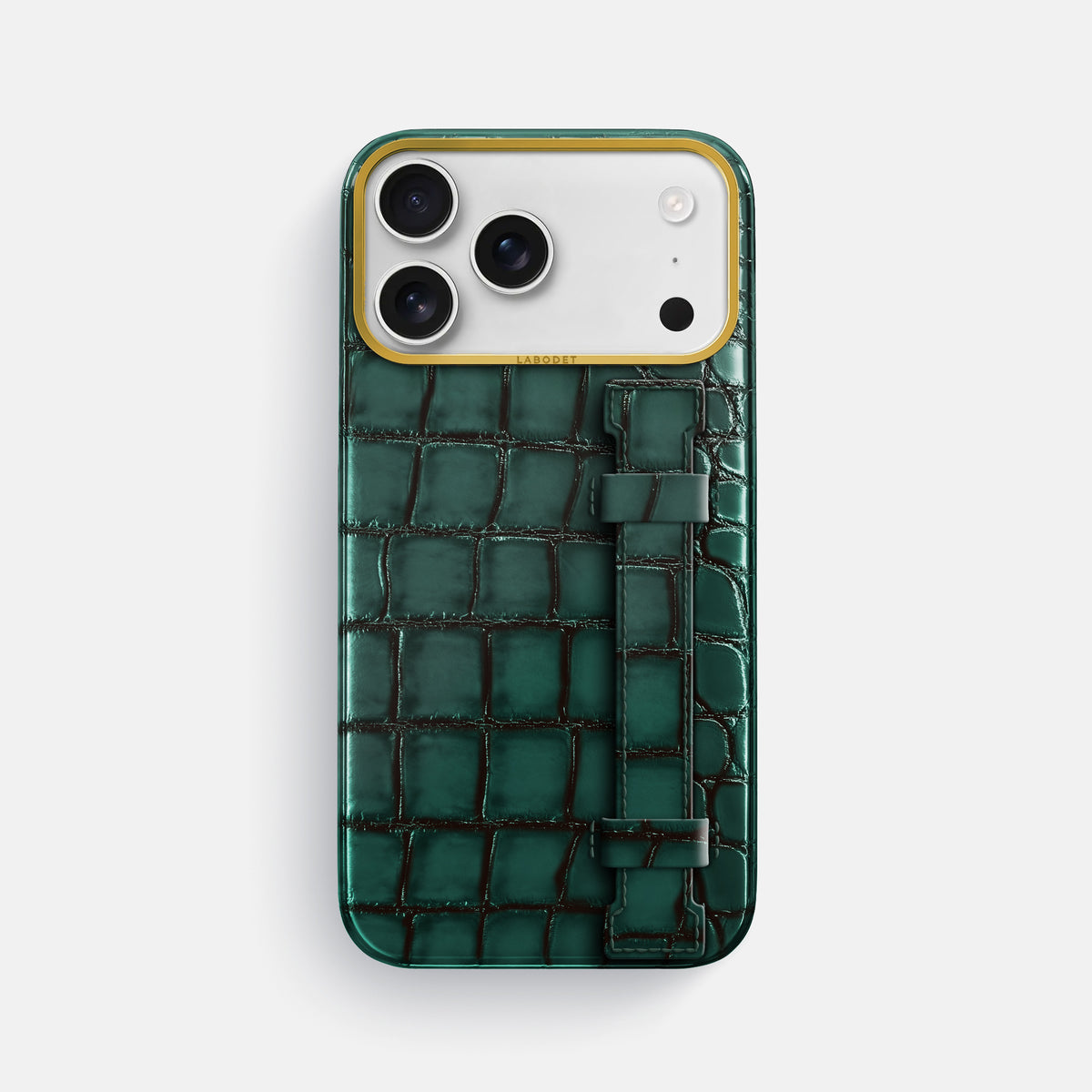 Handle Case For iPhone 17 Pro Max In Patina Alligator -1 | Green-Gold