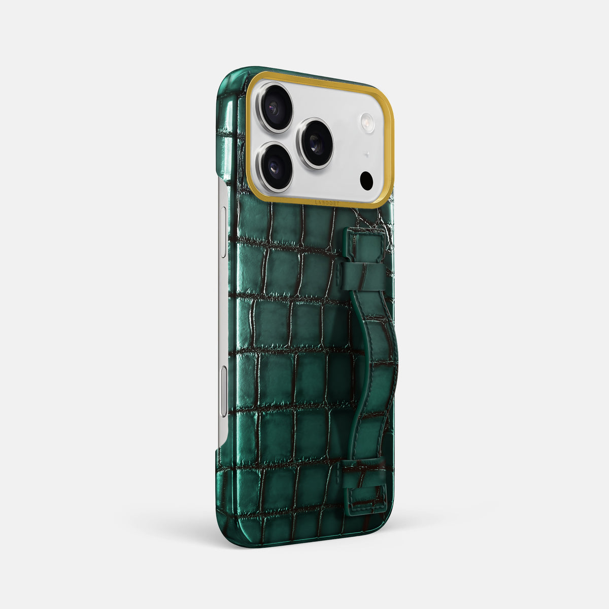 Handle Case For iPhone 17 Pro Max In Patina Alligator -2 | Green-Gold
