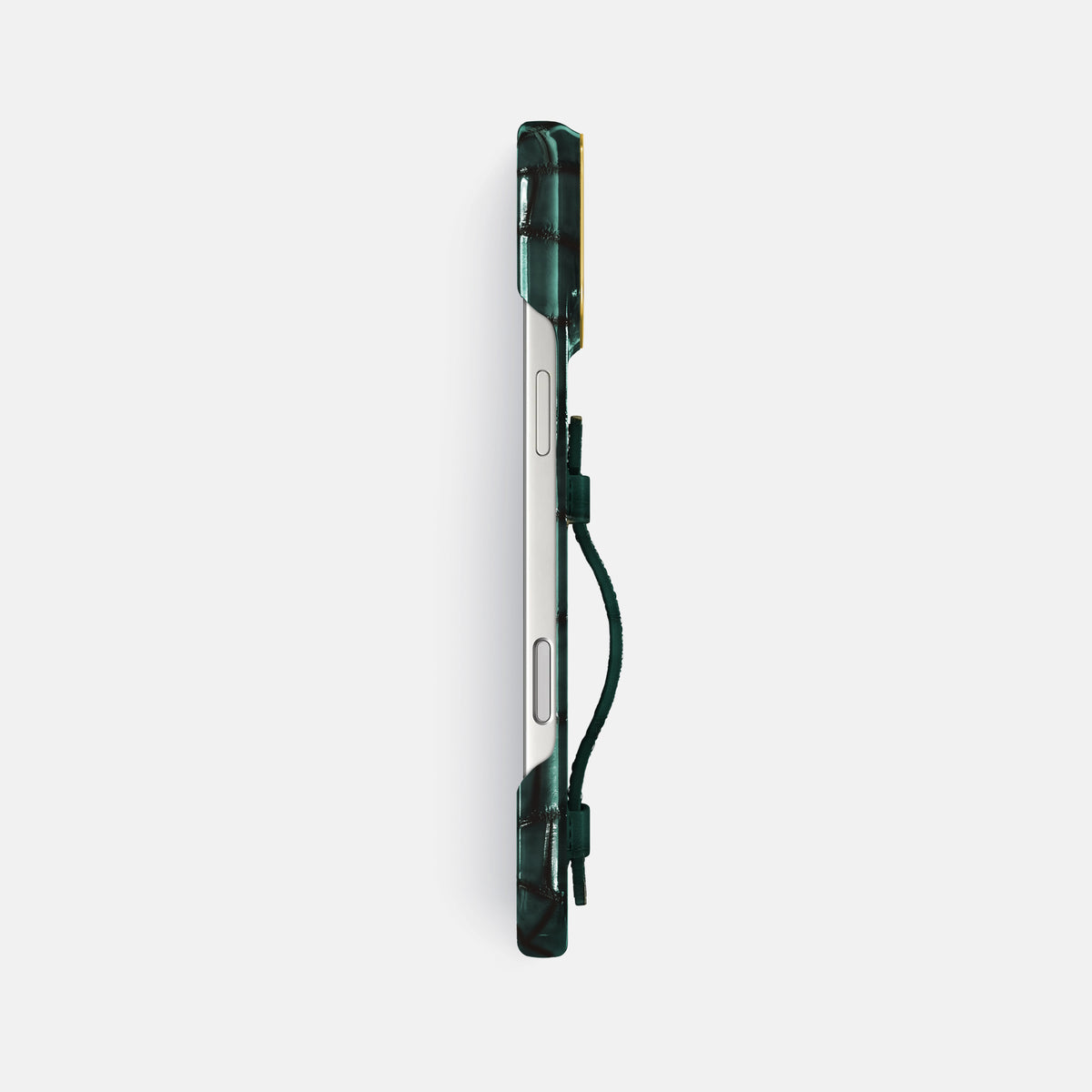 Handle Case For iPhone 17 Pro Max In Patina Alligator -3 | Green-Gold