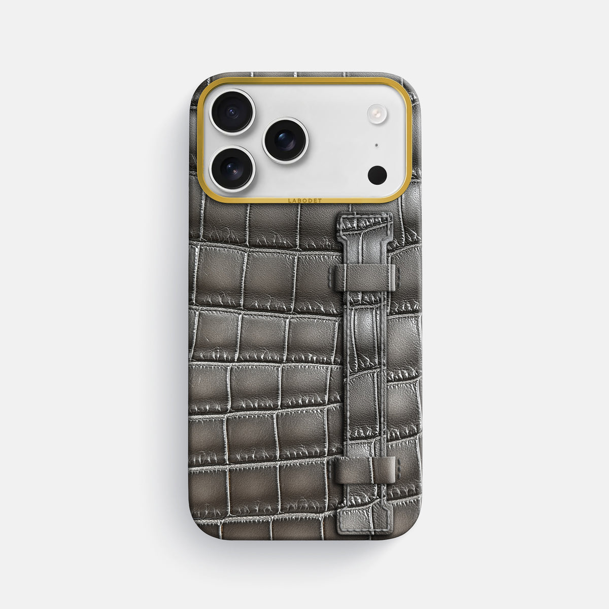 Handle Case For iPhone 17 Pro Max In Patina Alligator -1 | Grey-Gold