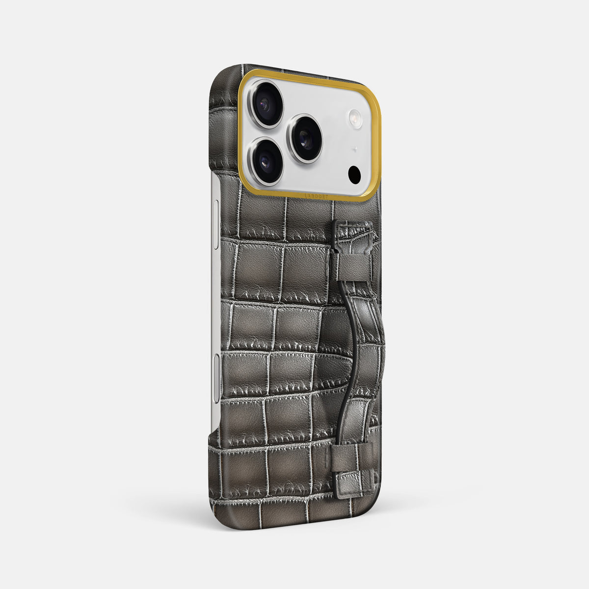 Handle Case For iPhone 17 Pro Max In Patina Alligator -2 | Grey-Gold