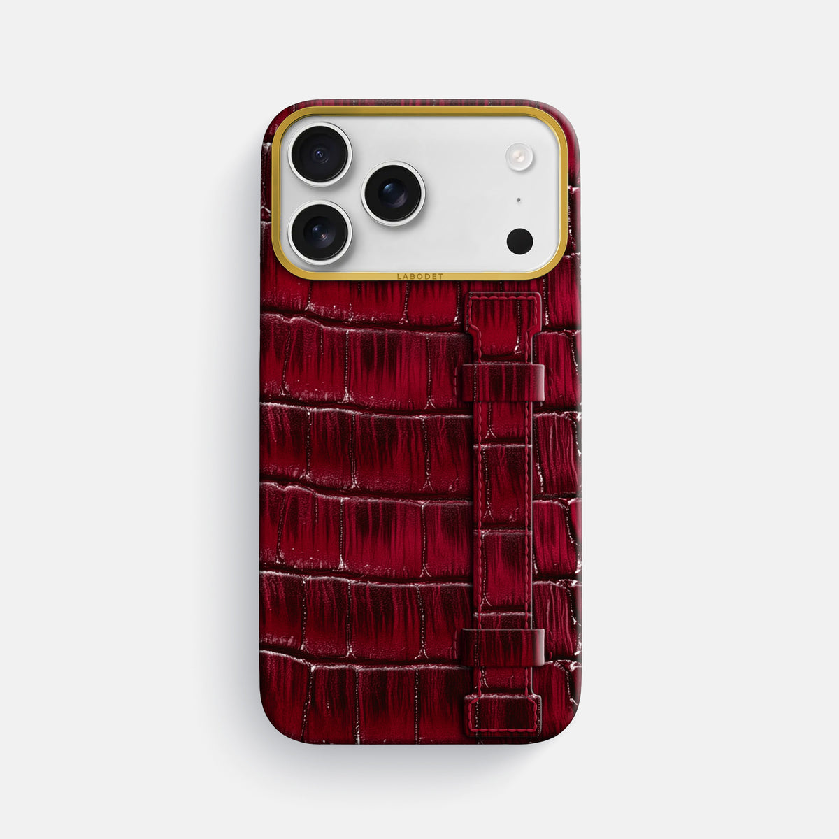 Handle Case For iPhone 17 Pro Max In Patina Alligator -1 | Havana-Burgundy-Gold