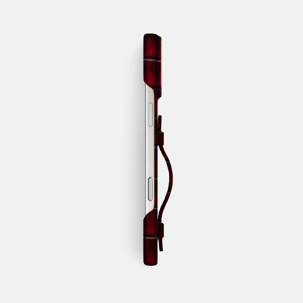 Handle Case For iPhone 17 Pro Max In Patina Alligator -3 | Havana-Burgundy-Gold