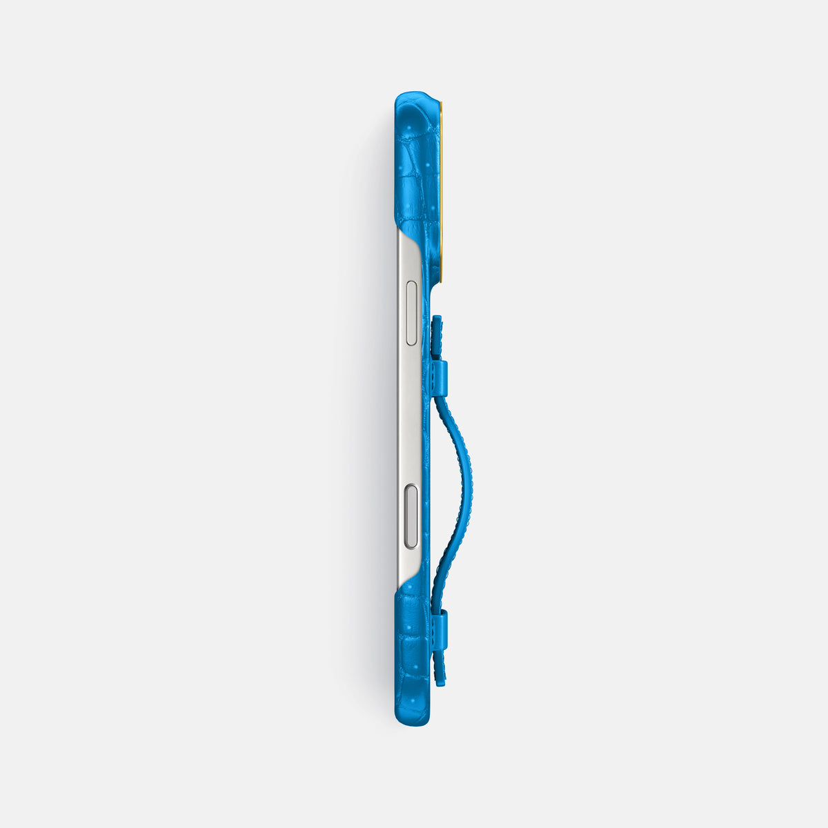 Handle Case For iPhone 17 Pro Max In Porosus Crocodile -3 | Blue-Lagoon-Gold