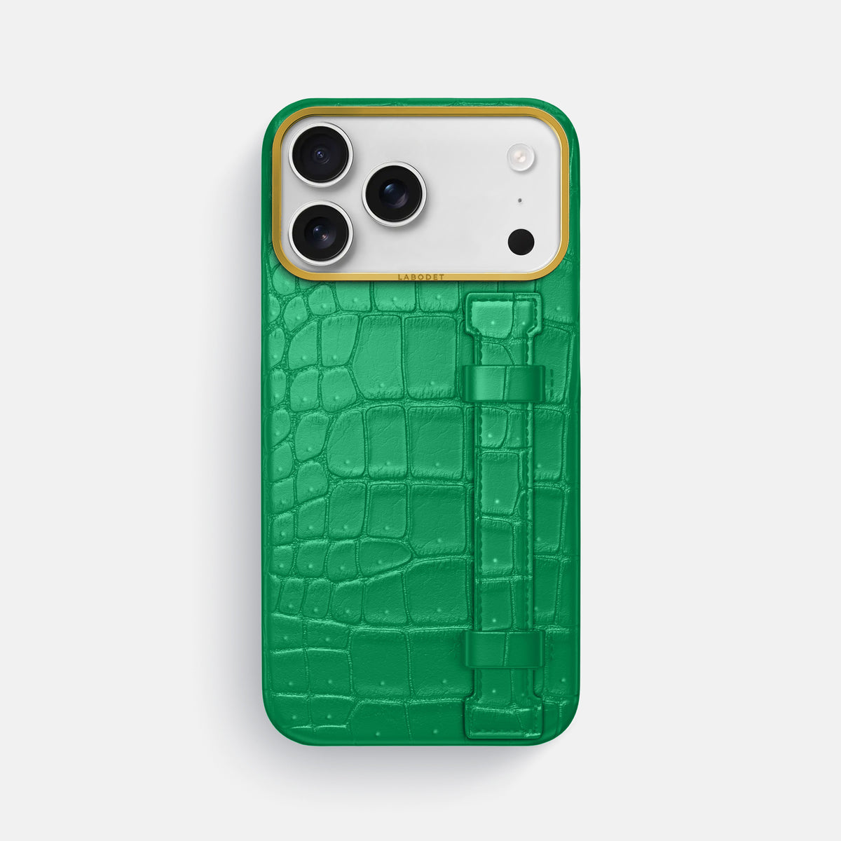 Handle Case For iPhone 17 Pro Max In Porosus Crocodile -1 | Cactus-Green-Gold