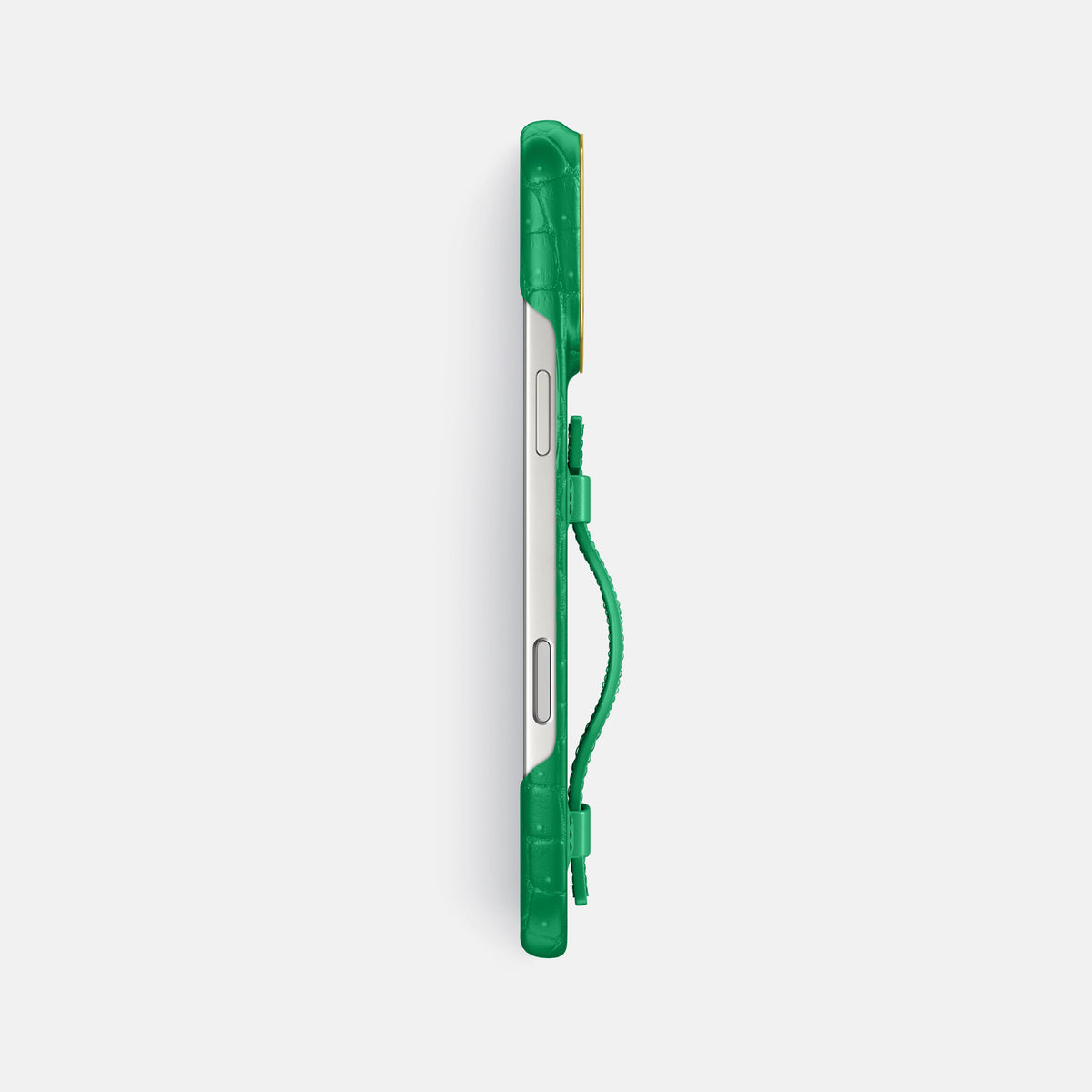 Handle Case For iPhone 17 Pro Max In Porosus Crocodile -3 | Cactus-Green-Gold
