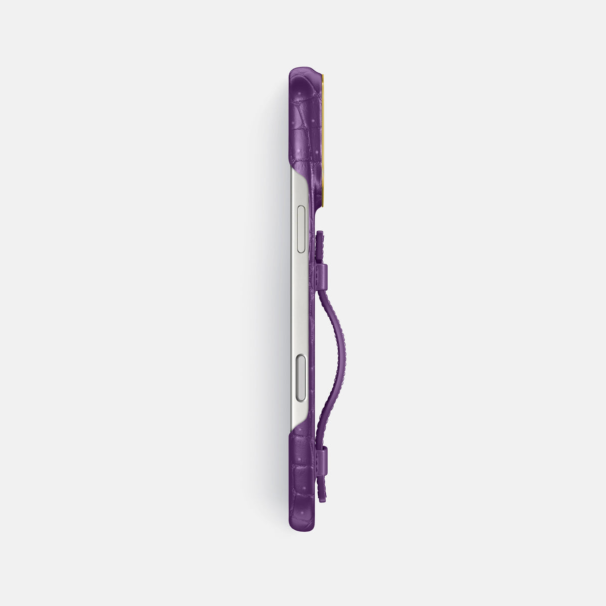 Handle Case For iPhone 17 Pro Max In Porosus Crocodile -3 | Purple-Gold