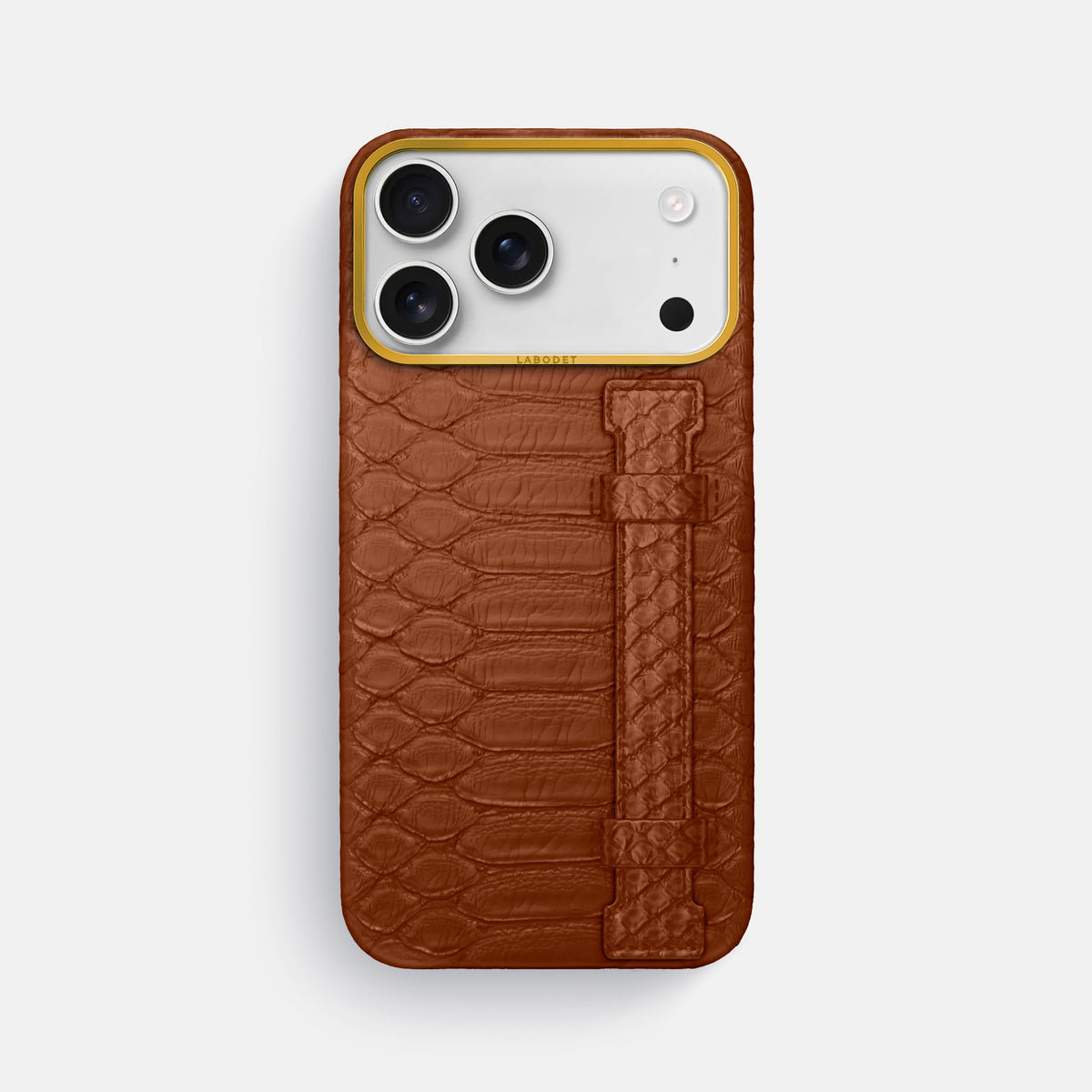 Handle Case For iPhone 17 Pro Max In Python -1 | Medium-Brown-Gold