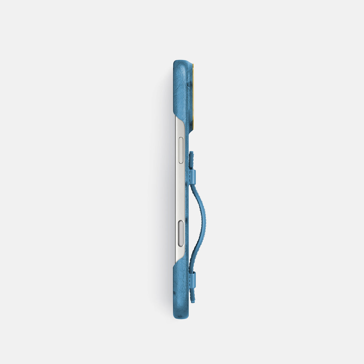 Handle Case For iPhone 17 Pro In Ostrich -3 | Blue-Jeans-Gold