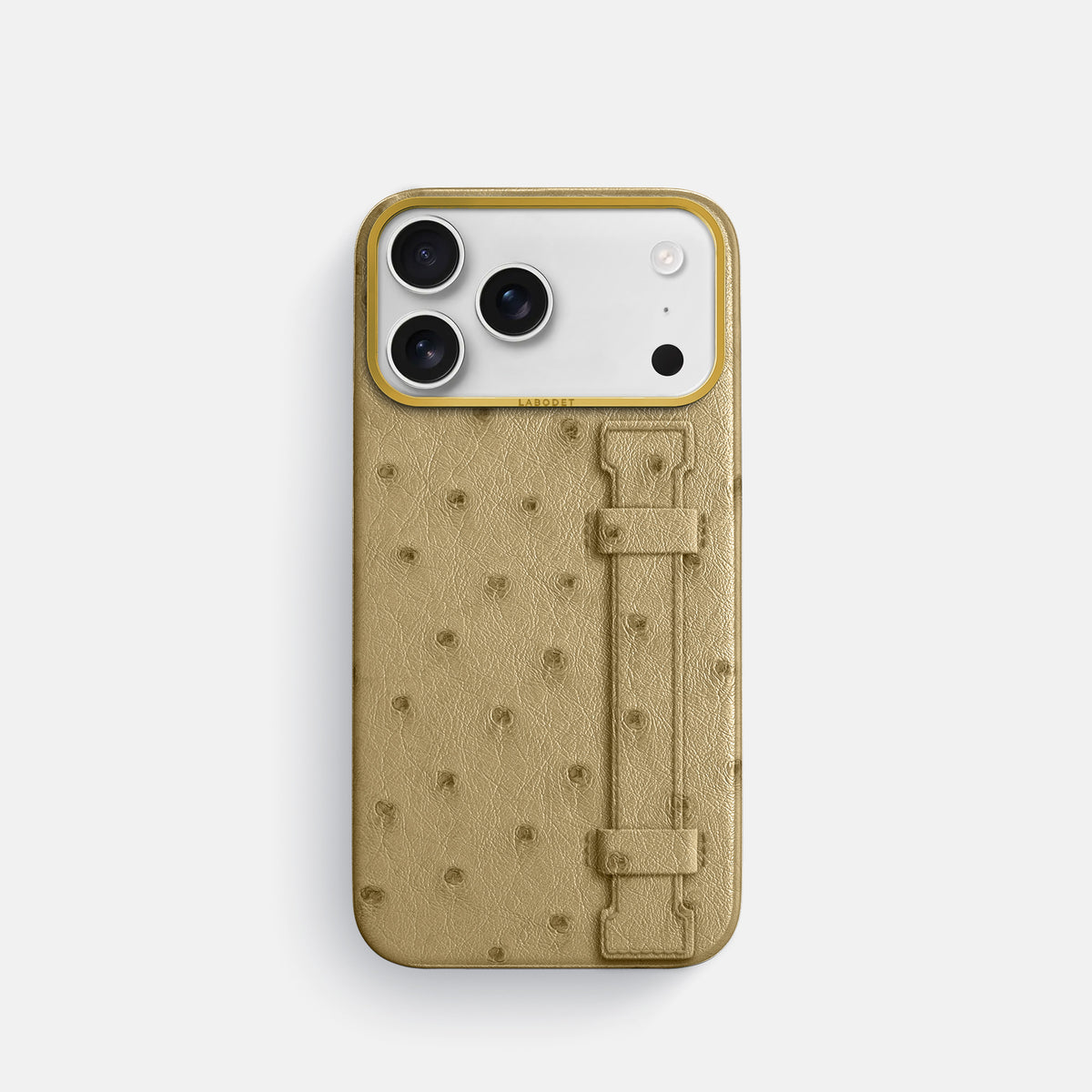 Handle Case For iPhone 17 Pro In Ostrich -1 | Desert-Sand-Gold