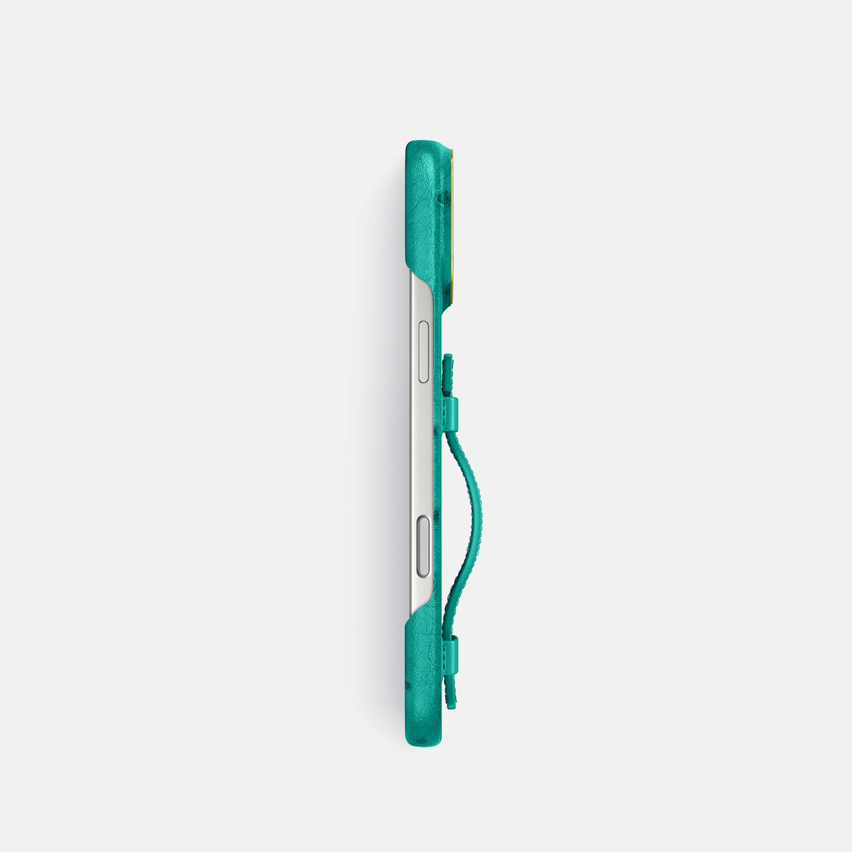 Handle Case For iPhone 17 Pro In Ostrich -3 | Turquoise-Gold