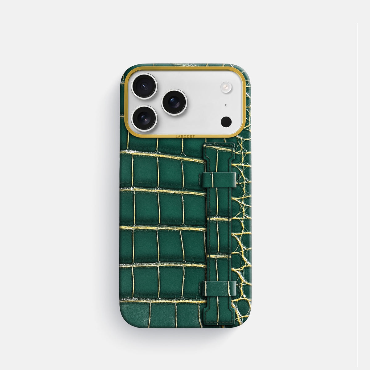 Handle Case For iPhone 17 Pro In Patina Alligator -1 | Cambridge-Gold