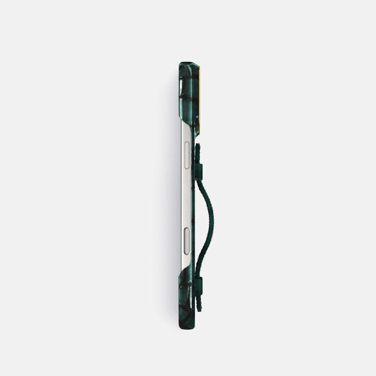 Handle Case For iPhone 17 Pro In Patina Alligator -3 | Green-Gold