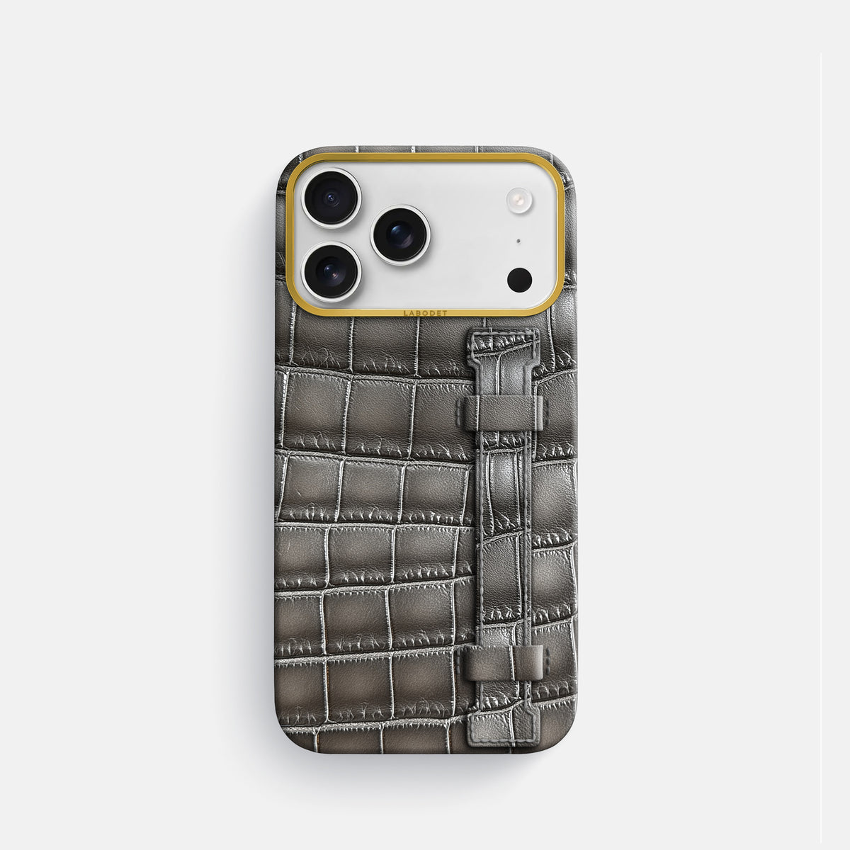 Handle Case For iPhone 17 Pro In Patina Alligator -1 | Grey-Gold