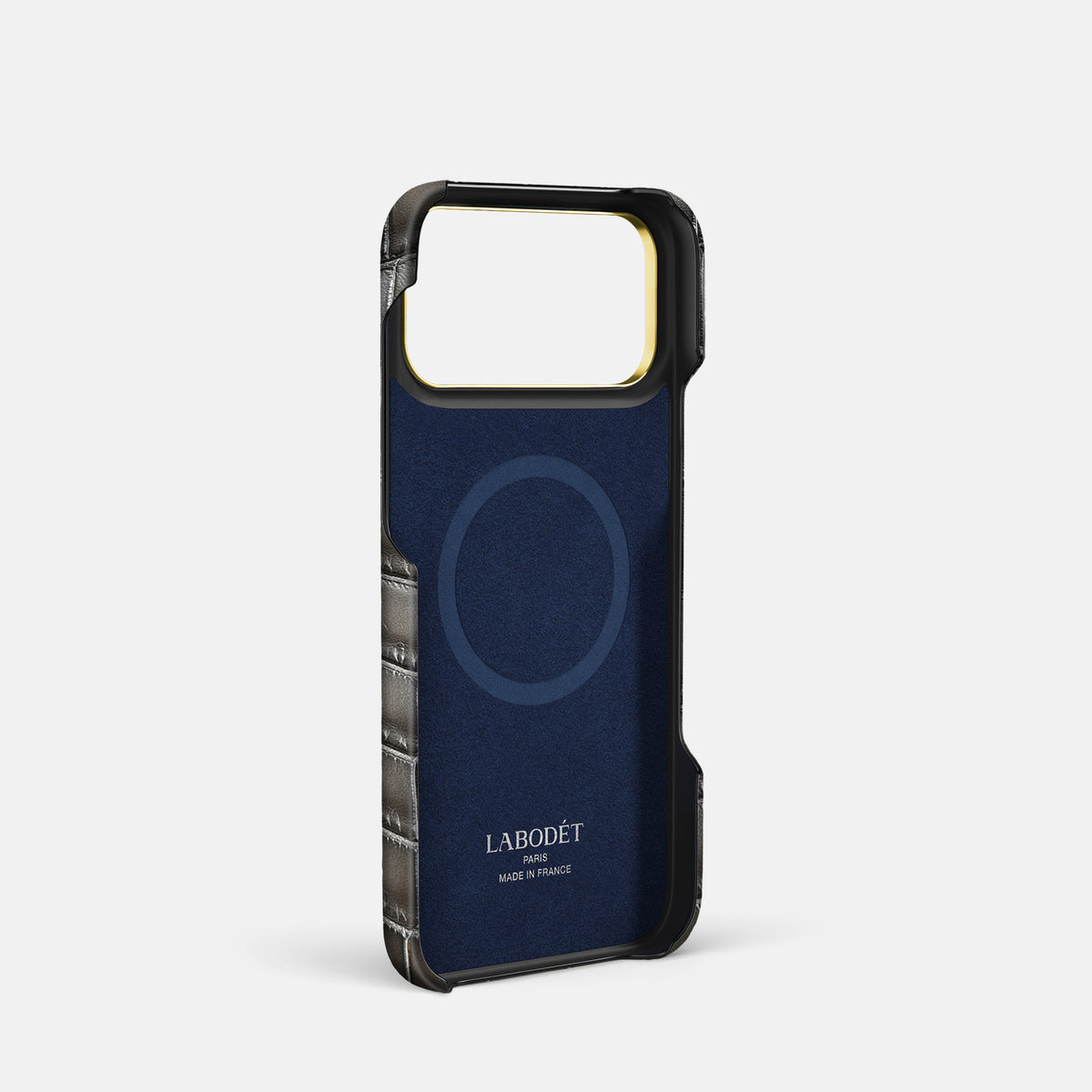 Handle Case For iPhone 17 Pro In Patina Alligator -4 | Grey-Gold
