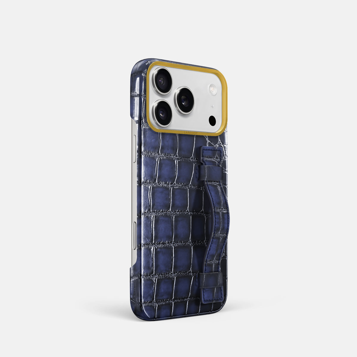 Handle Case For iPhone 17 Pro In Patina Alligator -2 | Havana-Blue-Gold