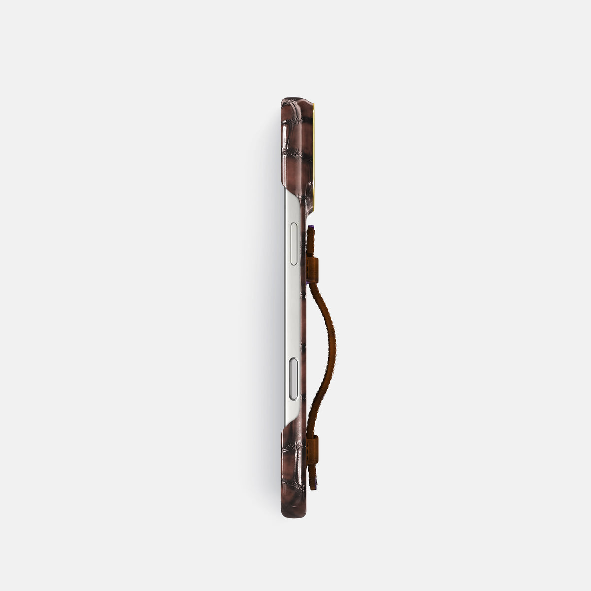 Handle Case For iPhone 17 Pro In Patina Alligator -3 | Havana-Brown-Gold