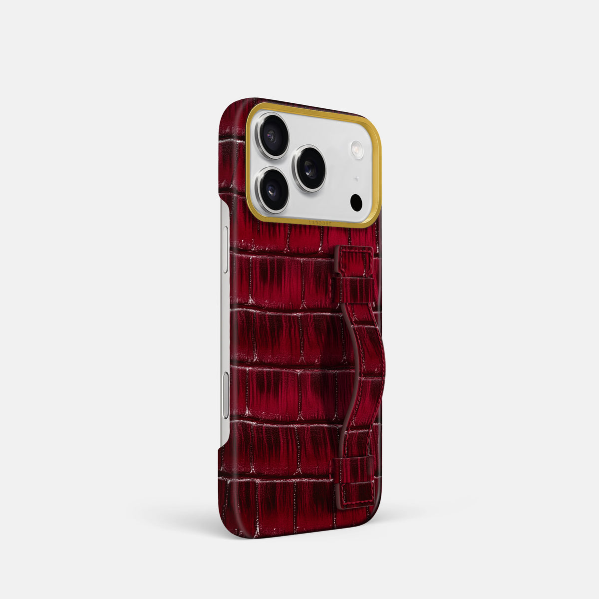 Handle Case For iPhone 17 Pro In Patina Alligator -2 | Havana-Burgundy-Gold