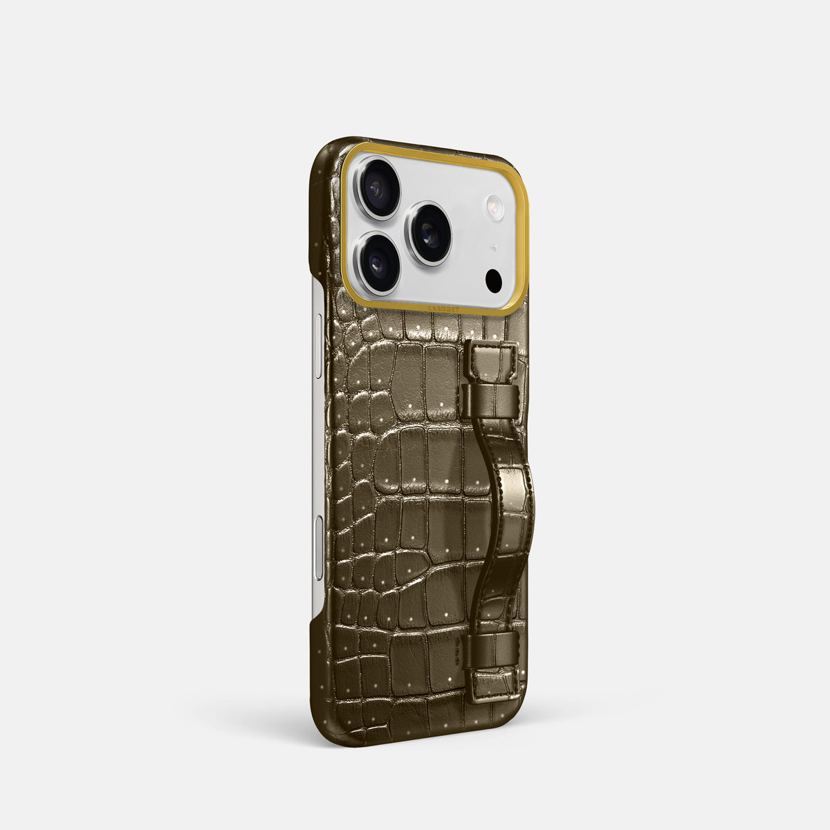 Handle Case For iPhone 17 Pro In Porosus Crocodile -2 | Bronze-Gold