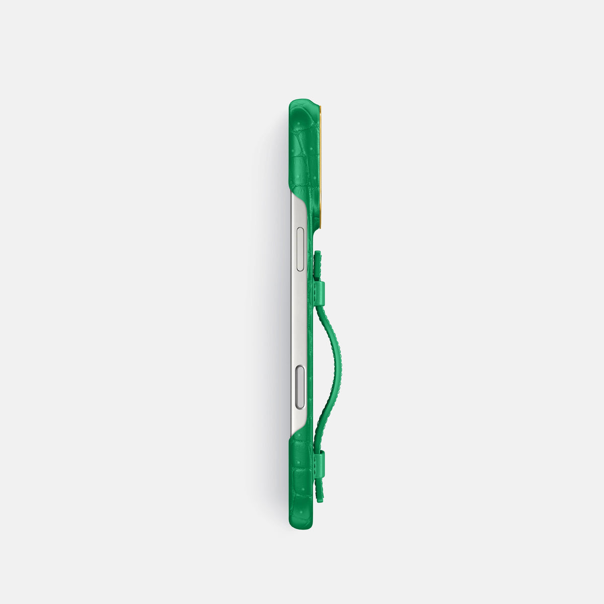 Handle Case For iPhone 17 Pro In Porosus Crocodile -3 | Cactus-Green-Gold