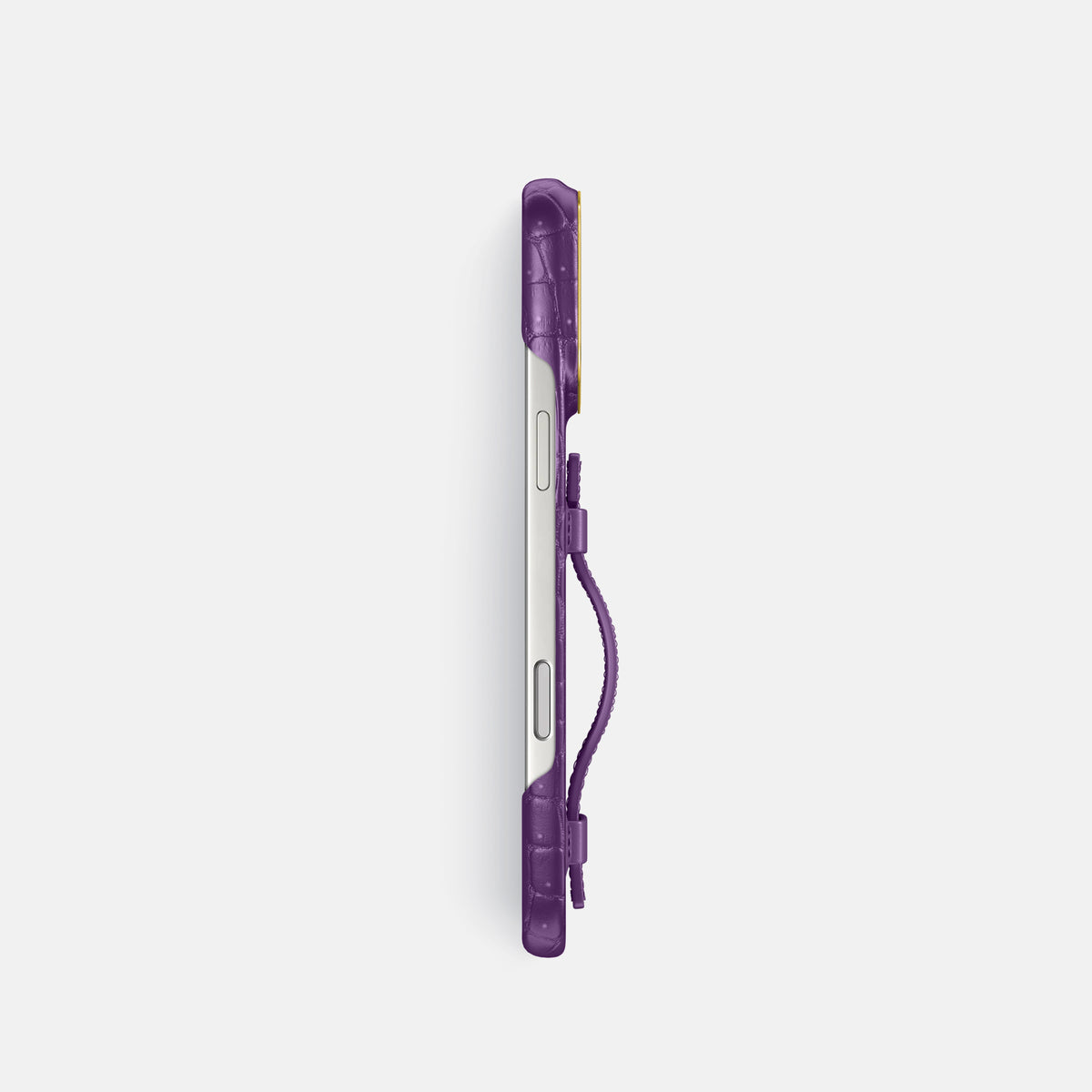 Handle Case For iPhone 17 Pro In Porosus Crocodile -3 | Purple-Gold