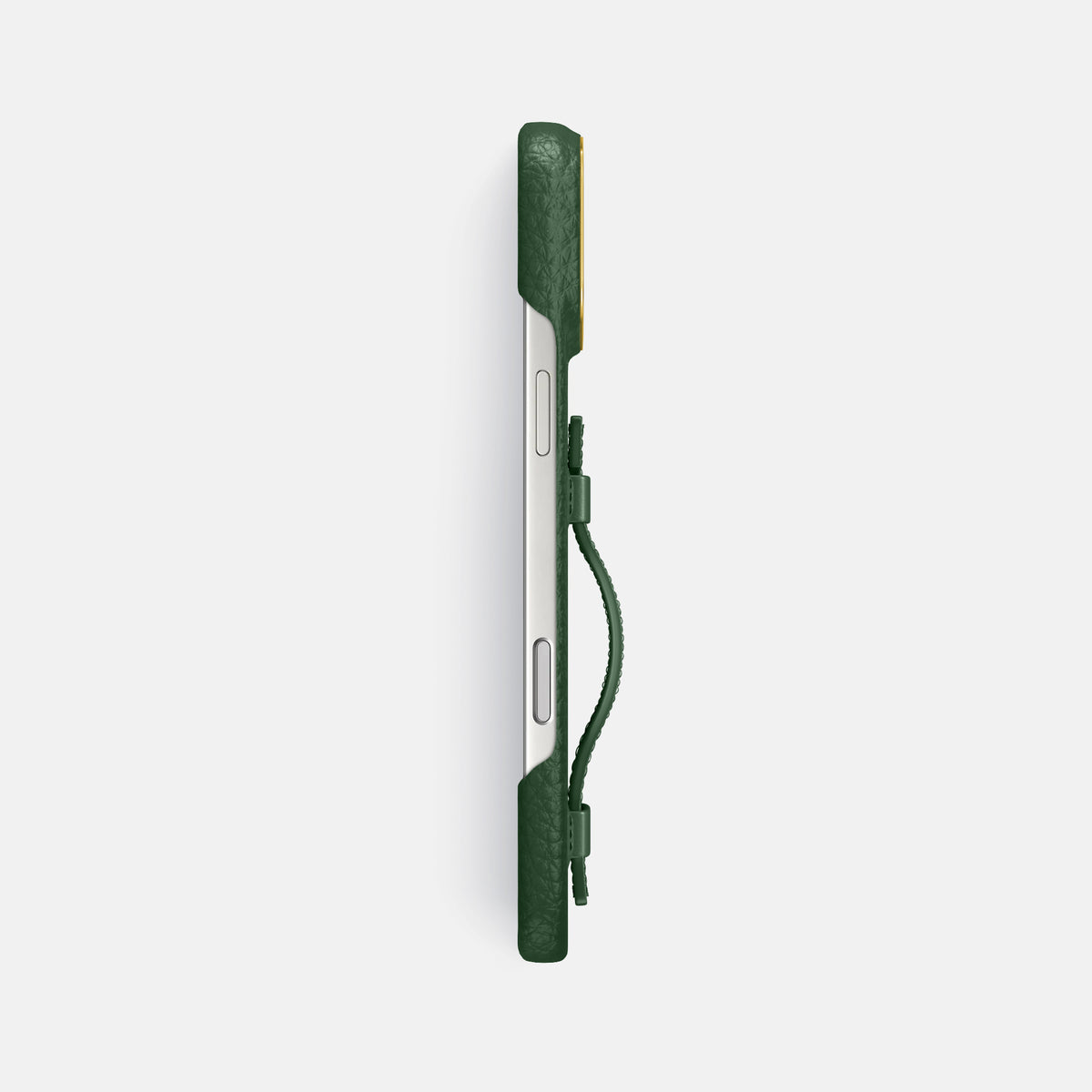 Handle Case For iPhone 18 Pro Max In Calf -3 | Dark-Green-Gold