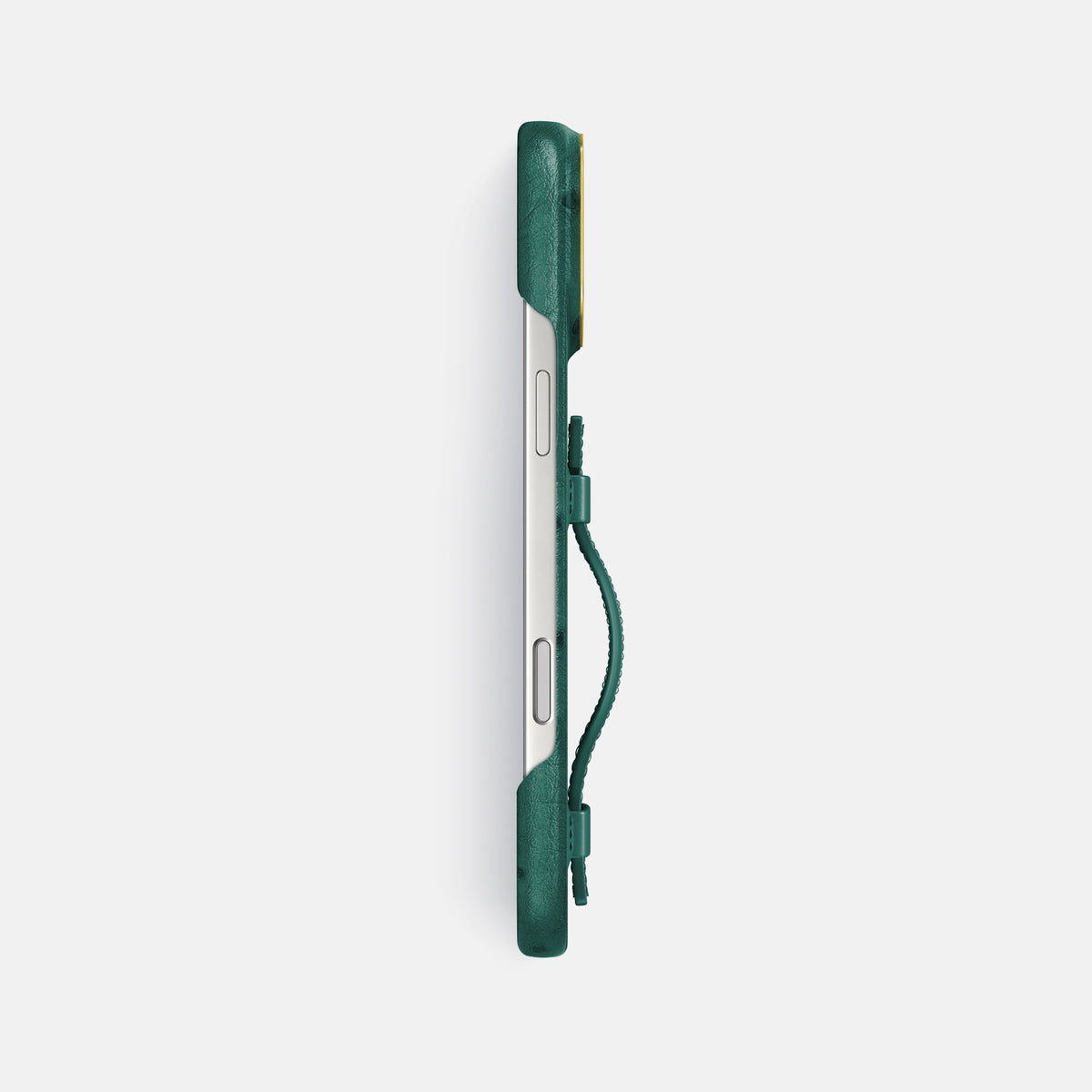 Handle Case For iPhone 18 Pro Max In Ostrich -3 | Forest-Green-Gold
