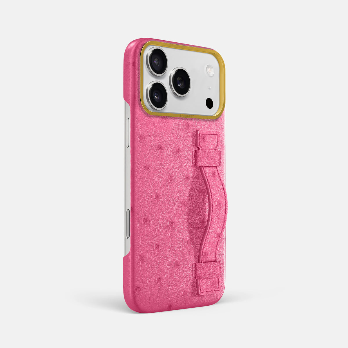 Handle Case For iPhone 18 Pro Max In Ostrich -2 | Pink-Gold