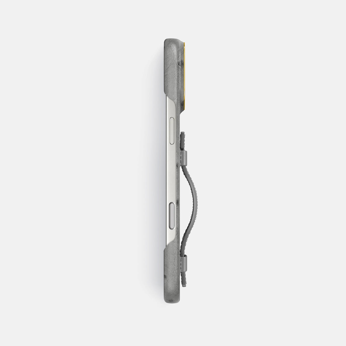 Handle Case For iPhone 18 Pro Max In Ostrich -3 | Silver-Gold