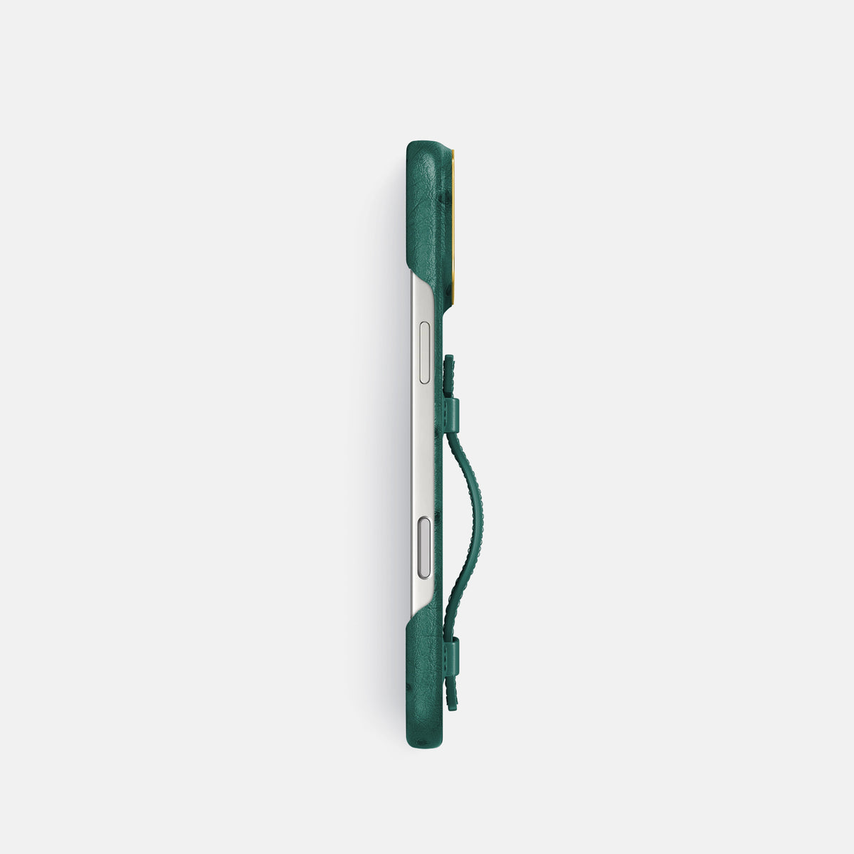 Handle Case For iPhone 18 Pro In Ostrich -3 | Forest-Green-Gold