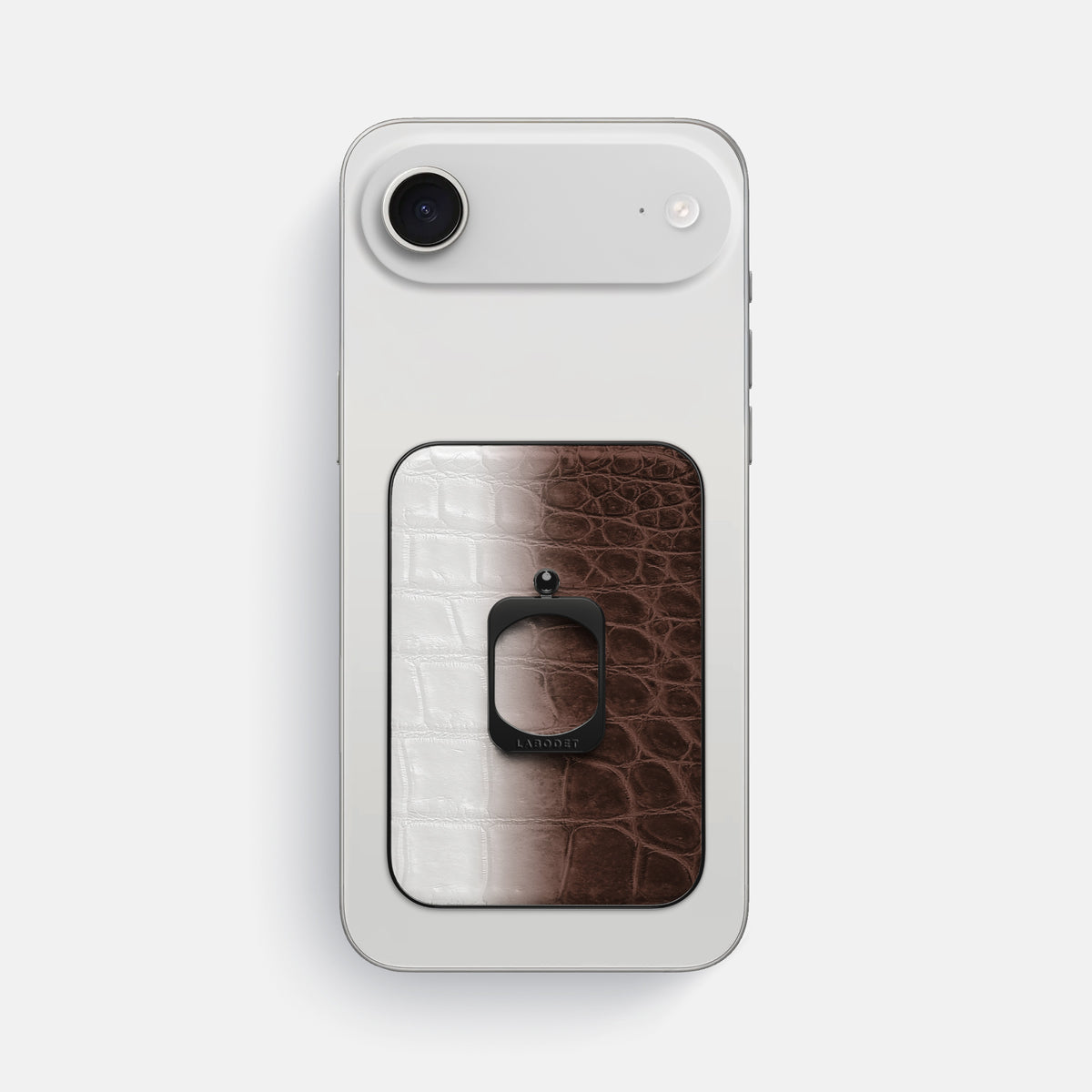 Dark Brown iPhone 17 Air MagSafe Ring Himalayan Crocodile with Black Metal -2 | Dark-Brown-Black