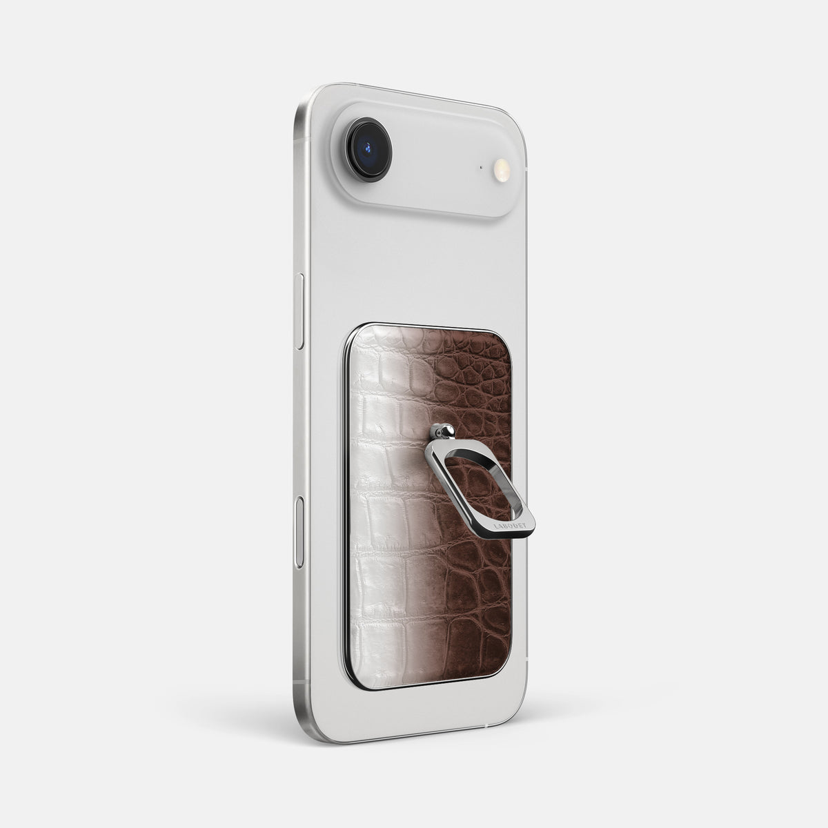 Dark Brown iPhone 17 Air MagSafe Ring Himalayan Crocodile with Steel Metal -1 | Dark-Brown-Steel