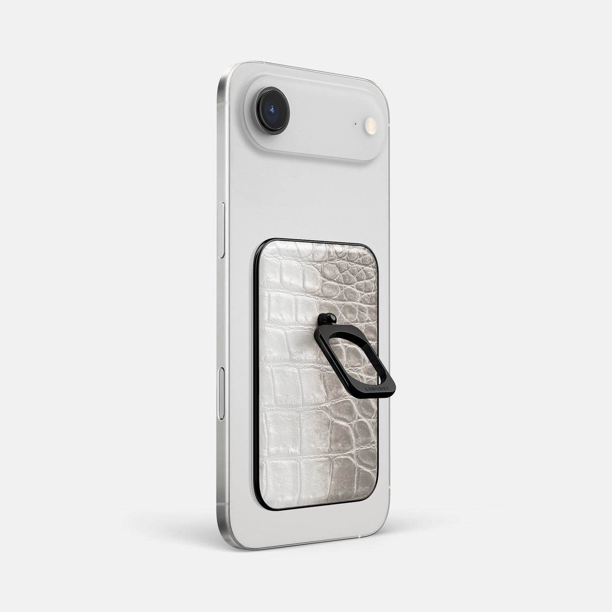 Grey iPhone 17 Air MagSafe Ring Himalayan Crocodile with Black Metal -1 | Grey-Black