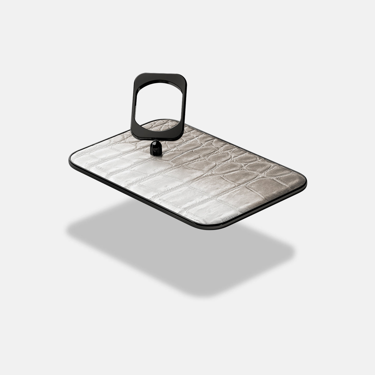 Grey iPhone 17 Air MagSafe Ring Himalayan Crocodile with Black Metal -4 | Grey-Black