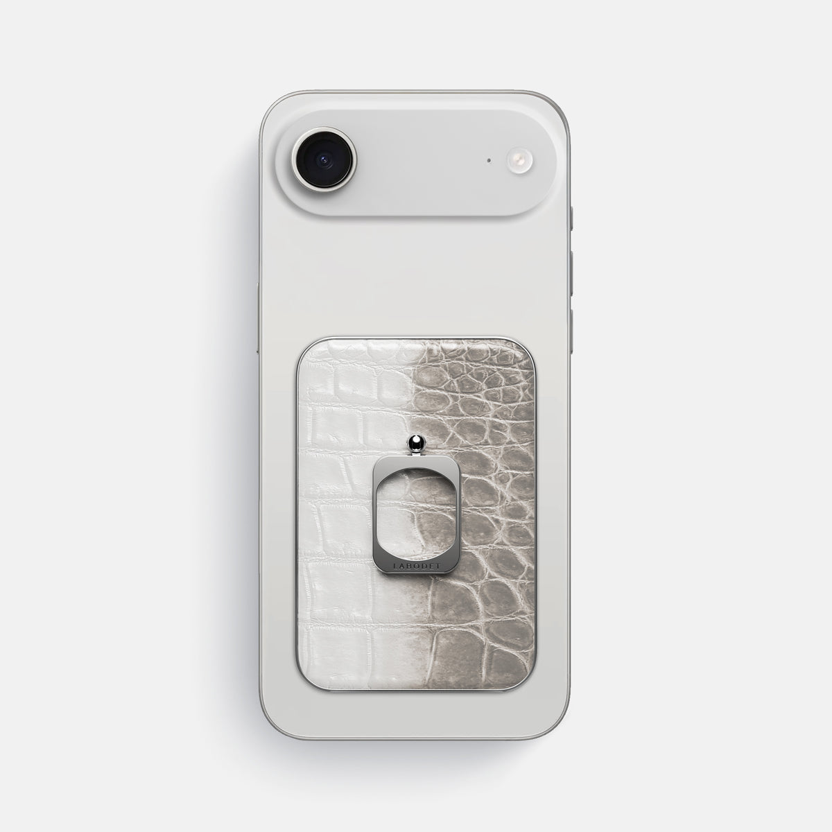 Grey iPhone 17 Air MagSafe Ring Himalayan Crocodile with Steel Metal -2 | Grey-Steel
