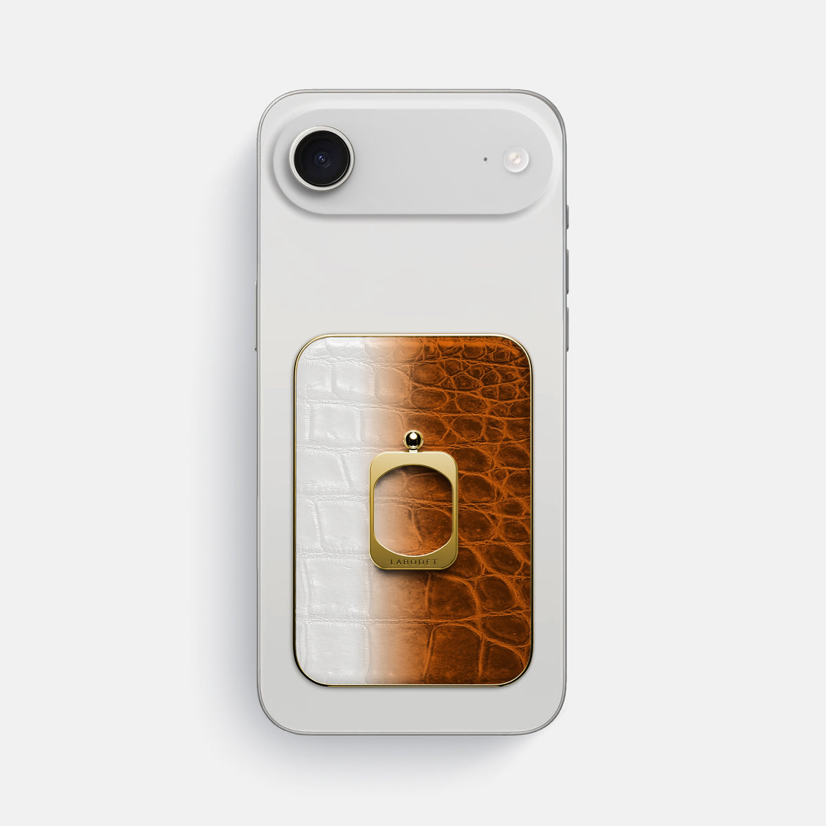 Orange iPhone 17 Air MagSafe Ring Himalayan Crocodile with Gold Metal -2 | Orange-Gold