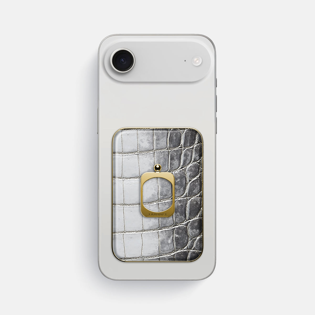 Silver iPhone 17 Air MagSafe Ring Himalayan Crocodile with Gold Metal -2 | Silver-Gold