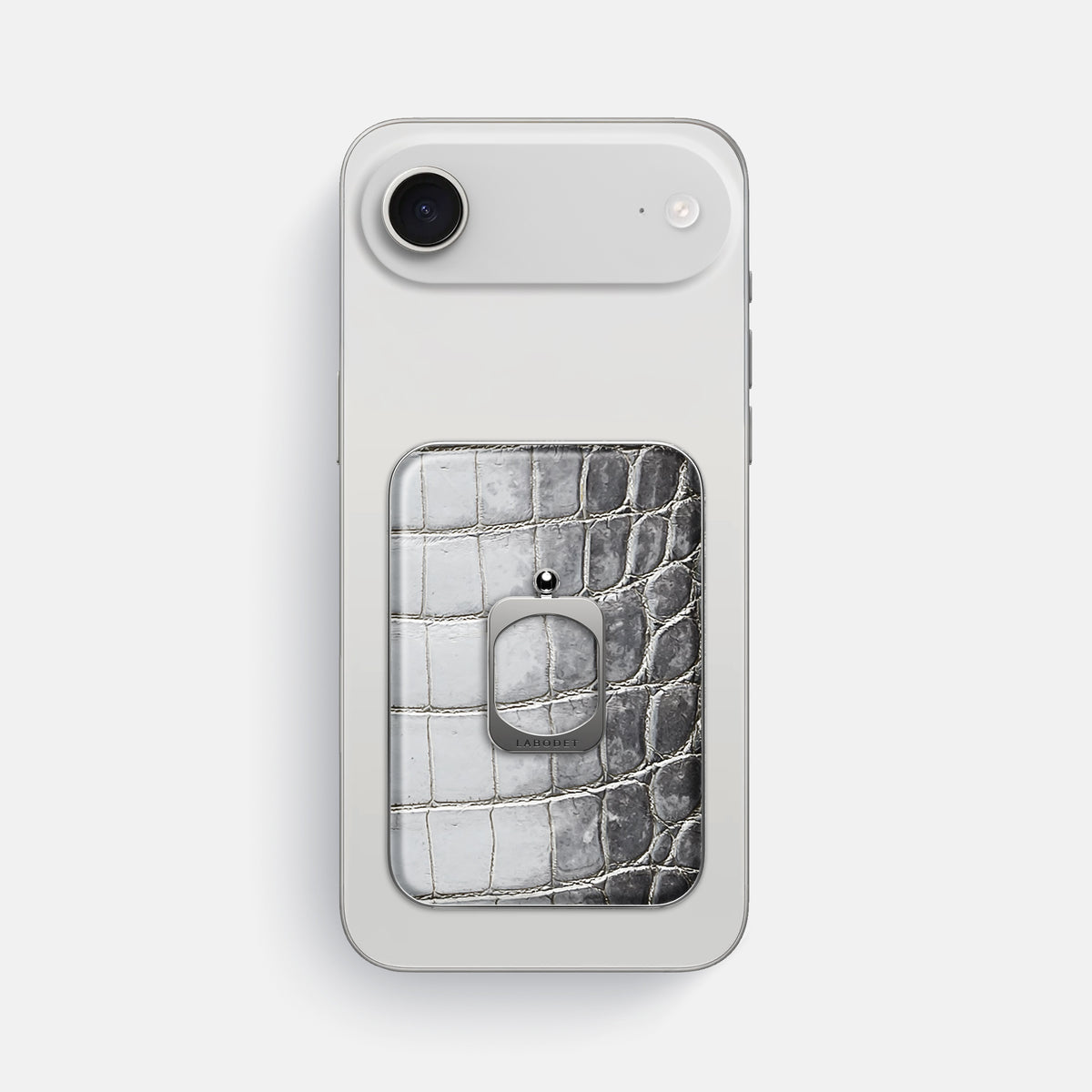 Silver iPhone 17 Air MagSafe Ring Himalayan Crocodile with Steel Metal -2 | Silver-Steel